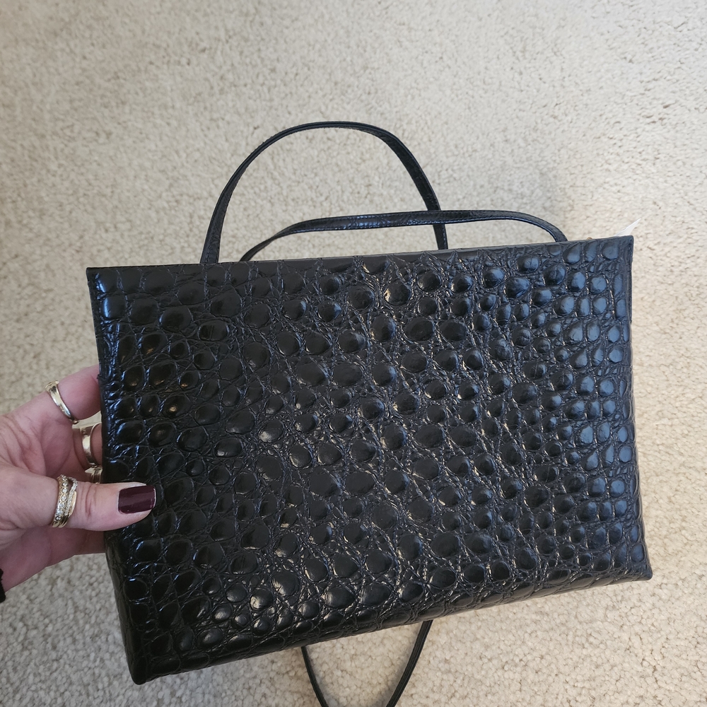 Salvatore Ferragamo Black Textured Crossbody Bag with Gold Accent - Picture 3 of 8